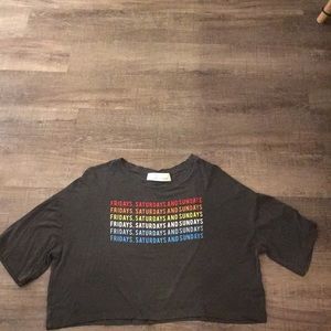 women’s weekend, colorful cropped, baggy tee shirt